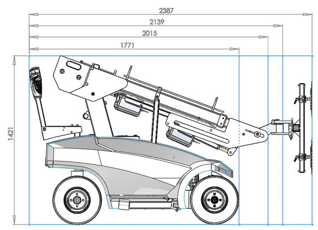 Technische tekening van Robby 420 glasrobot voor glastransport en montage