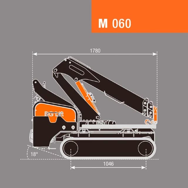 Technische tekening Bg Lift M060 rupshijskraan voor hijswerkzaamheden op locatie