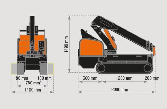 BG Lift M100 afmetingen en lastdiagram voor hijswerkzaamheden