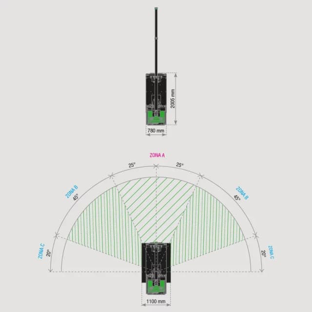 BG Lift M100 Li-ion technische maattekening met afmetingen