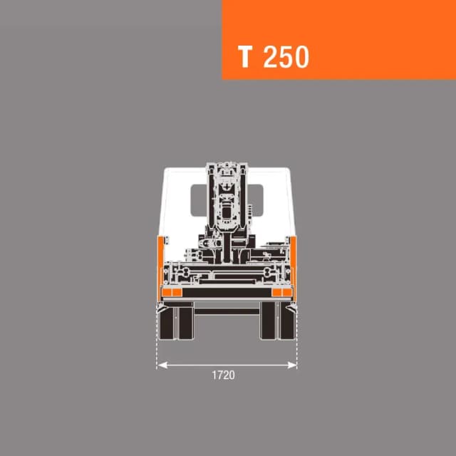 BG Lift T250 technische maattekening met afmetingen