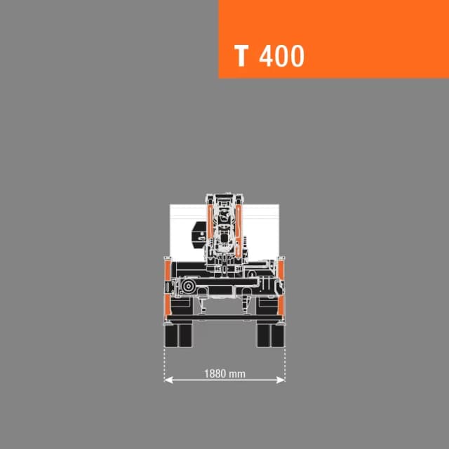BG Lift T400 technische tekening met afmetingen en afmetingen van het voertuig