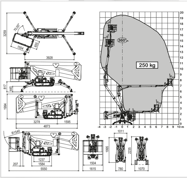 Technische tekening Platform Basket 20.95 huren voor werken op hoogte