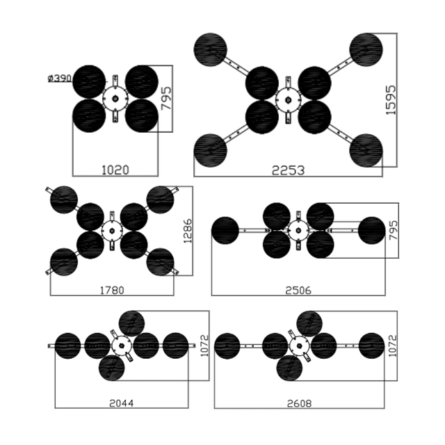 Technische tekening Rigetti VB4+4 RCEBE d4 glaszuiger 