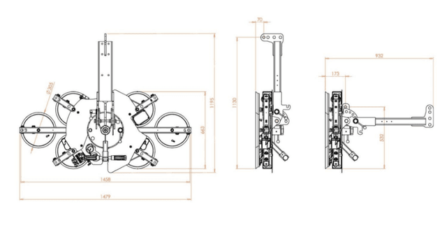 Technische tekening Righetti VB6 RCMBM glaszuiger 