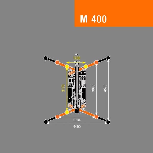 BG Lift M400 technische maattekening met afmetingen